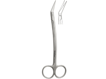 Tijeras quirúrgicas serradas Locklin, angulación 25°, 160 mm (DentaDepot)