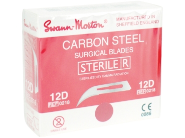 Hojas de bisturí SM carbono 12D ster.100uds.
