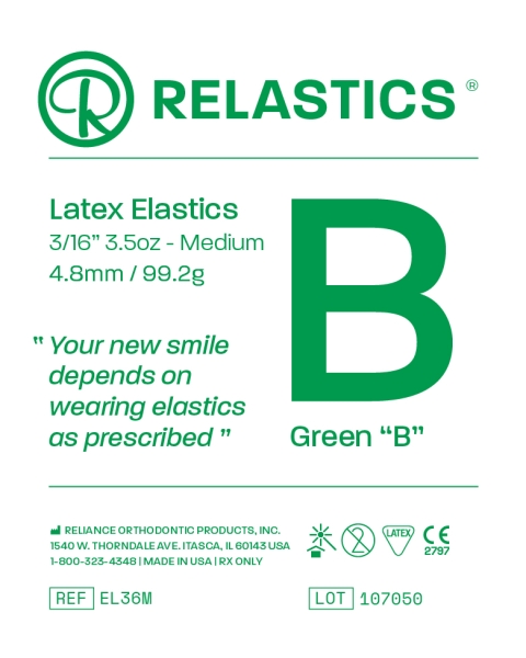 Elásticos intraorales Relastics™ - Látex, Diámetro: 3/16" = 4,8 mm