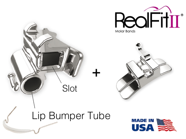 RealFit™ II snap - Kit introducción, MI, combinación doble incl. tubo para Lip Bumper + cajatín lingual (diente 46, 36) Roth .018"